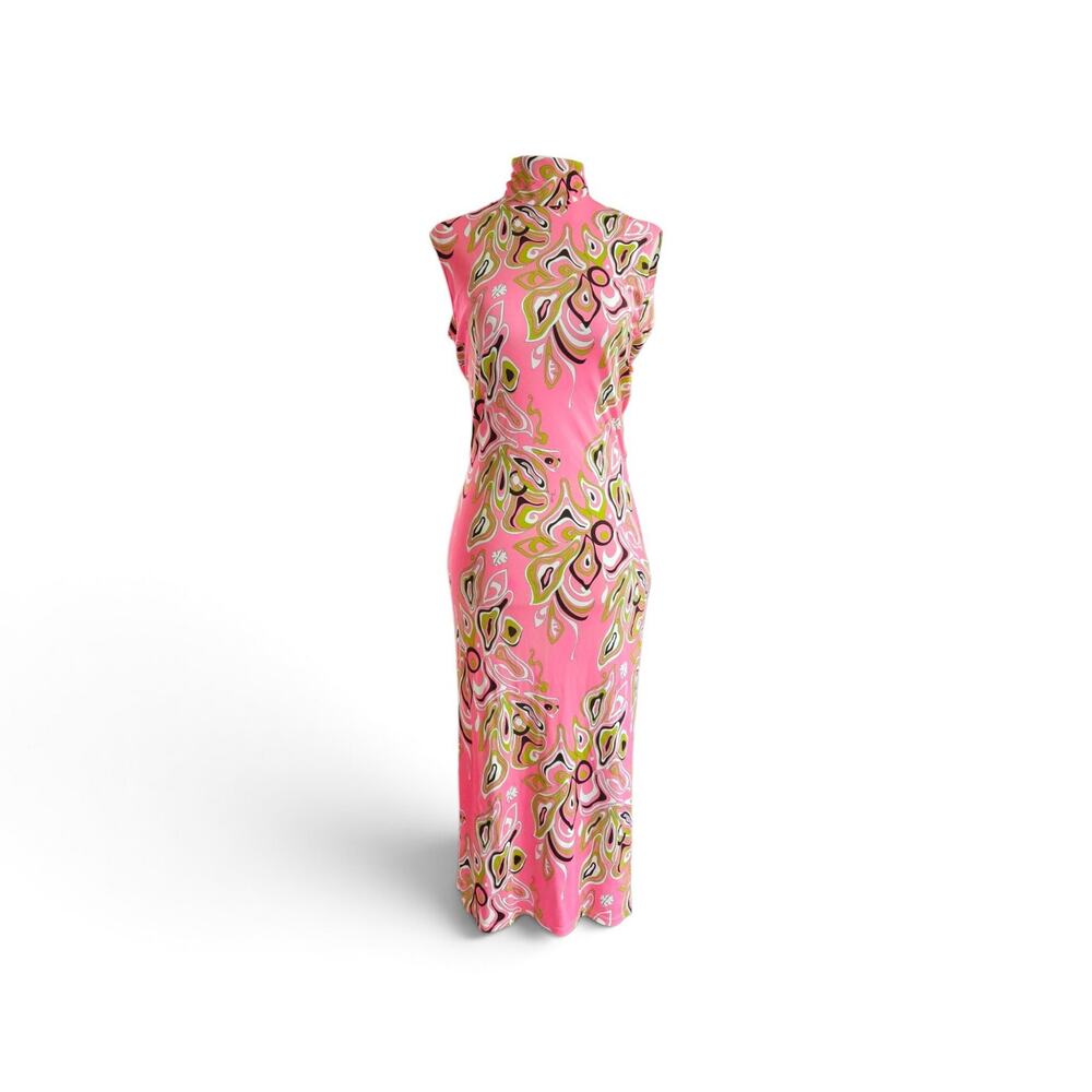 Emilio Pucci Midi Dress High-Neck Open Back Silk Blend Africana Print - 8 - Picture 4 of 9